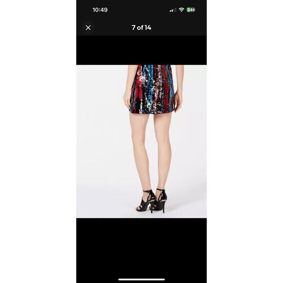 Calvin Klein Mini Dress Tank Shift Sequin Party Color Change Womens Juniors Sz 8 - Picture 10 of 14